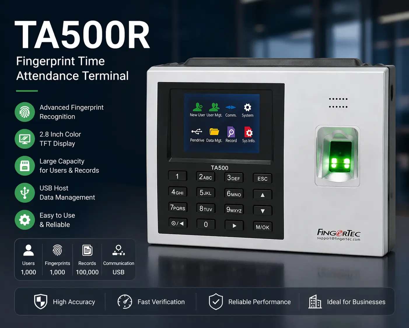 FingerTec TA500R Biometric Attendance Device UAE