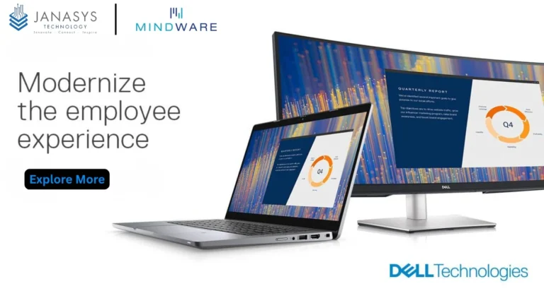 Dell business laptop and monitor setup for modern employee experience solutions by Janasys Technology UAE